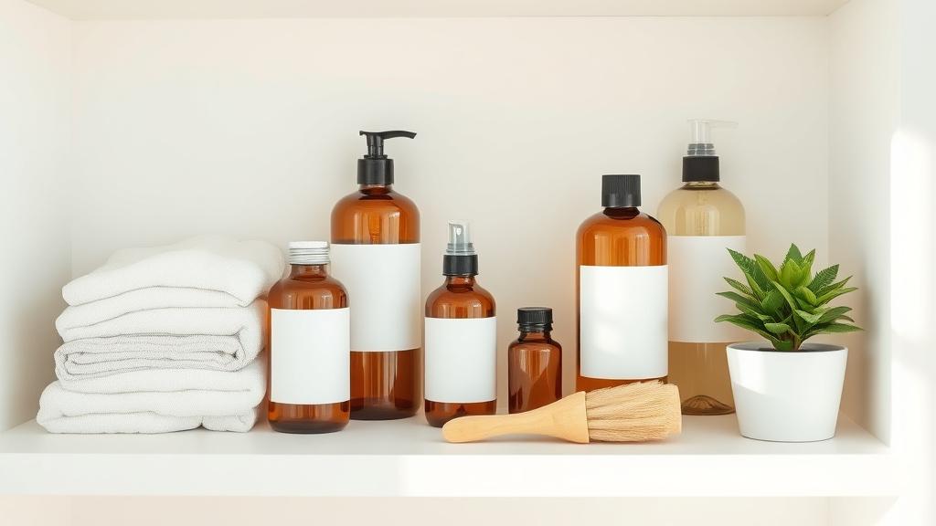 Shelf of gentle eco-friendly cleaning products