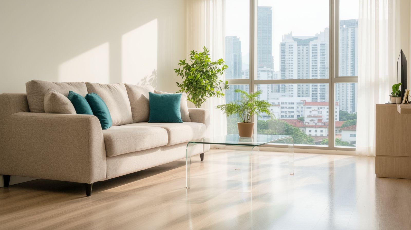 Freshly cleaned modern condominium living room in Kuala Lumpur